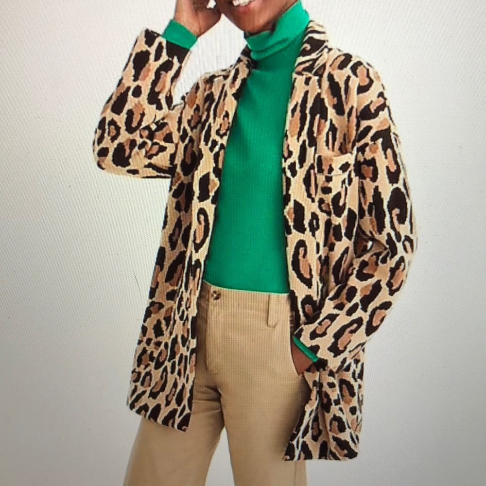 FUN J crew Demylee sweater blazer leopard print